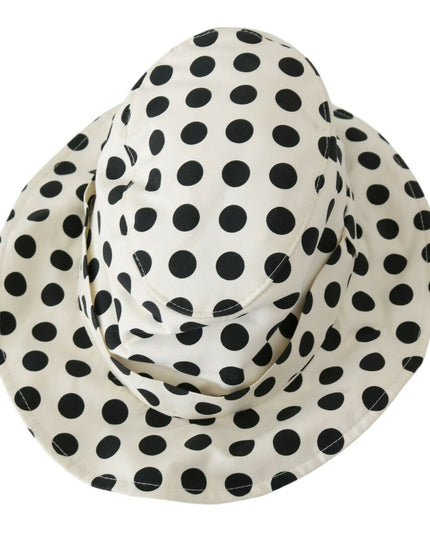 Dolce & Gabbana White 100% Cotton Polka Dot Design Trilby Hat