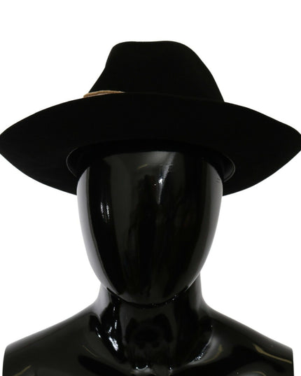 Dolce & Gabbana Black Lapin Amor Gignit Wide Brim Panama Hat