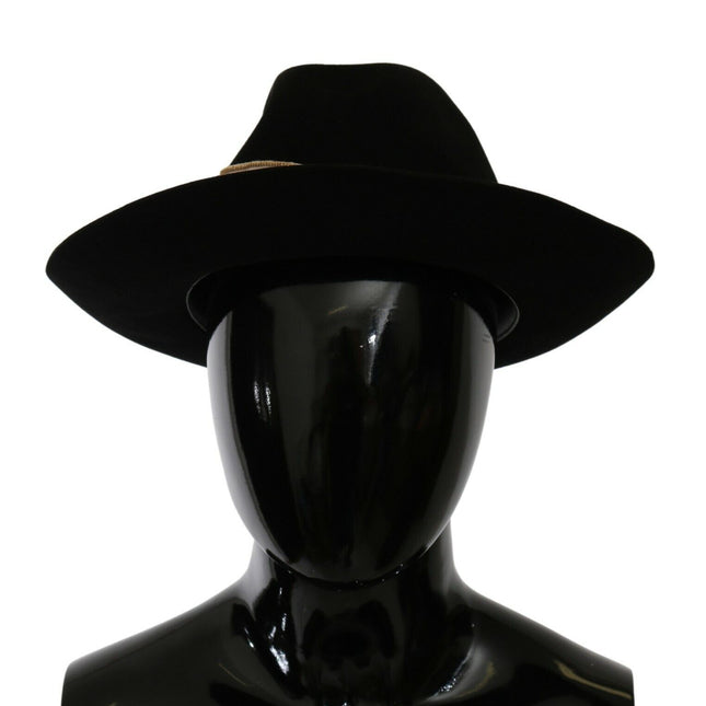 Dolce & Gabbana Black Lapin Amor Gignit Wide Brim Panama Hat