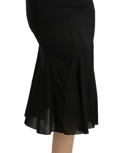 Dolce & Gabbana Black Mermaid High Waist Midi Silk Skirt