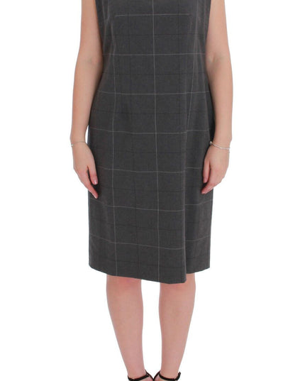 BENCIVENGA Gray Checkered Cotton Blazer Dress Set Suit
