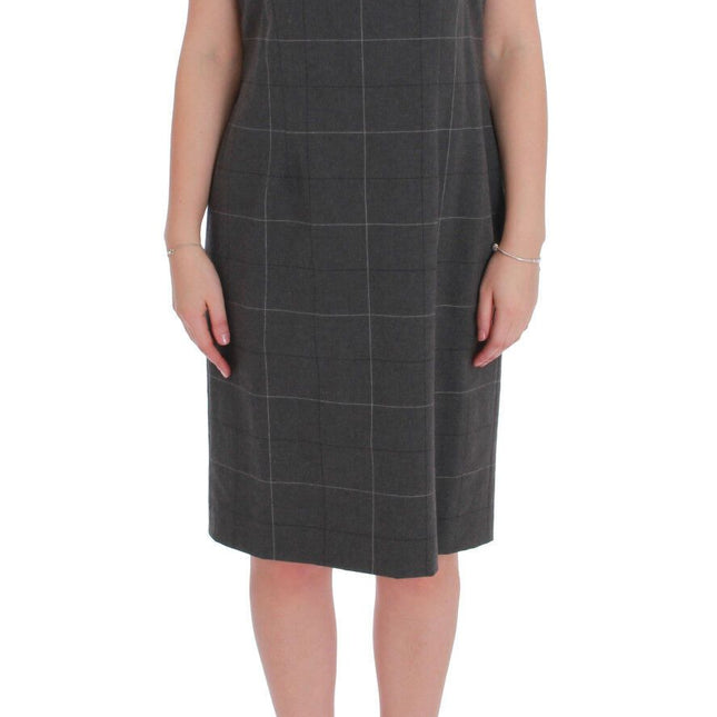 BENCIVENGA Gray Checkered Cotton Blazer Dress Set Suit