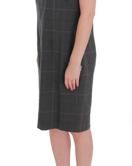 BENCIVENGA Gray Checkered Cotton Blazer Dress Set Suit