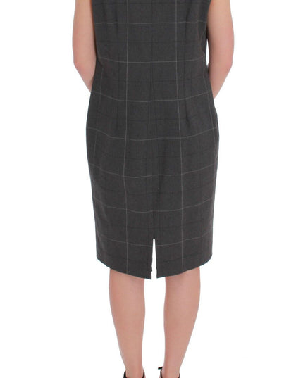 BENCIVENGA Gray Checkered Cotton Blazer Dress Set Suit