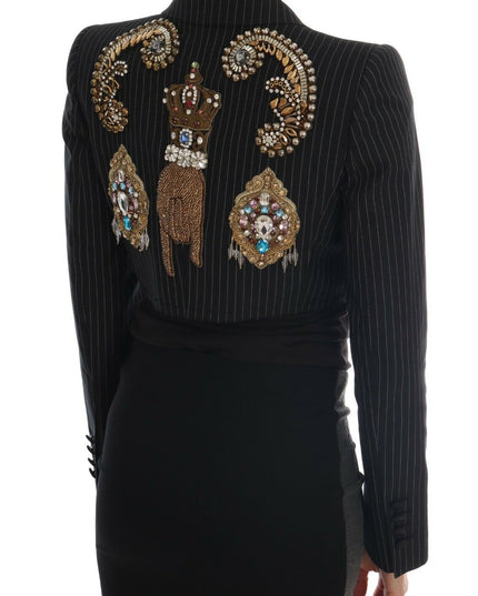 Dolce & Gabbana Black Crystal Fairy Tale Blazer Jacket