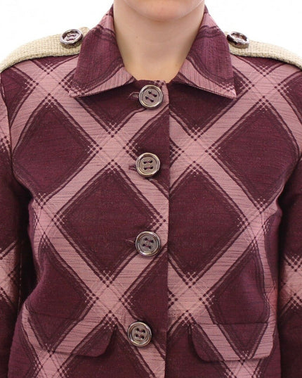 House of Holland Check Trench Coat Blazer Purple Jacket