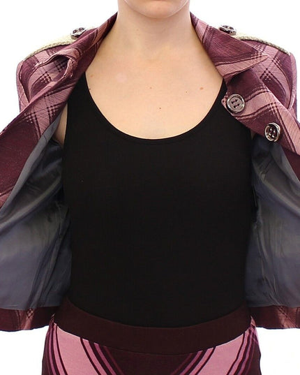 House of Holland Check Trench Coat Blazer Purple Jacket