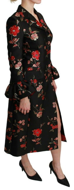 Dolce & Gabbana Black Floral Embroidered Jacket Coat