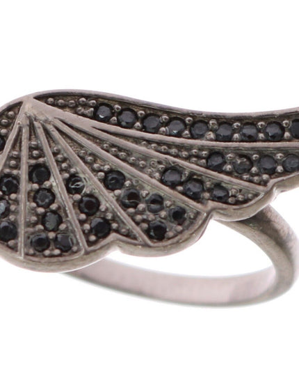 Nialaya Silver Womens Black CZ Rhodium 925 Ring