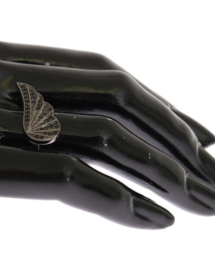 Nialaya Silver Womens Black CZ Rhodium 925 Ring