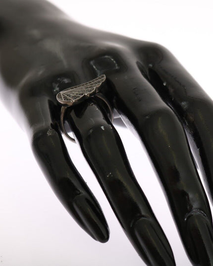 Nialaya Silver Womens Black CZ Rhodium 925 Ring