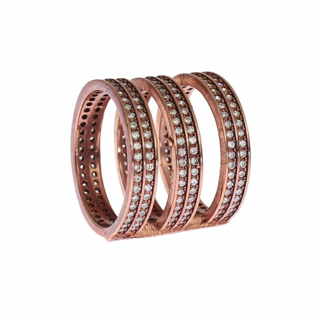Nialaya Gold 925 Silver Clear CZ Pink Ring