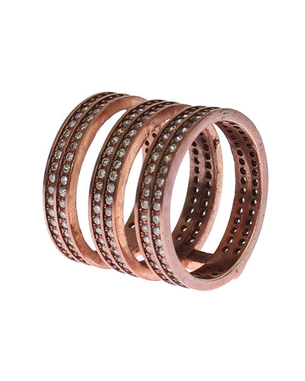 Nialaya Gold 925 Silver Clear CZ Pink Ring