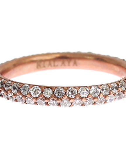 Nialaya Pink Gold 925 Silver Clear CZ Ring