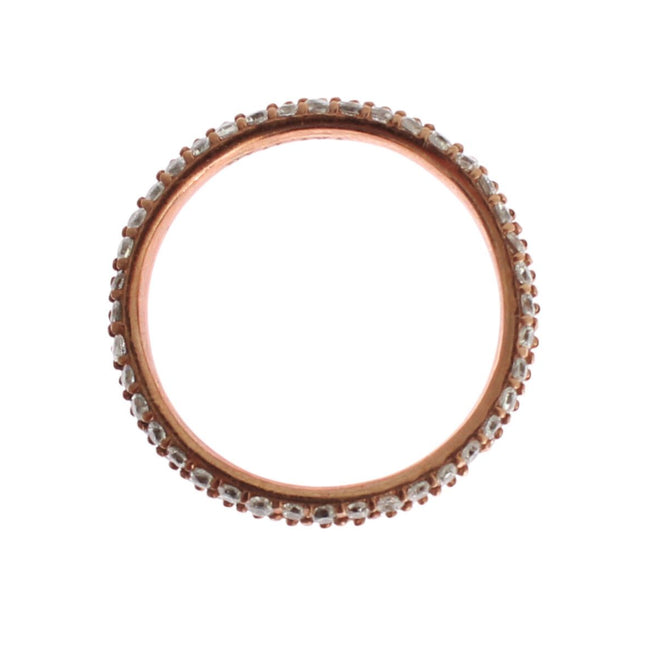 Nialaya Pink Gold 925 Silver Clear CZ Ring