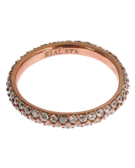 Nialaya Pink Gold 925 Silver Clear CZ Ring