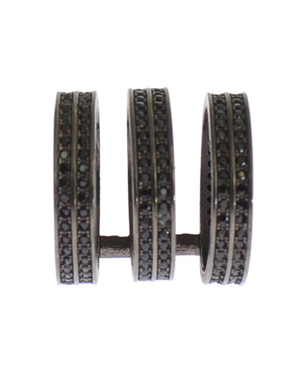 Nialaya Black CZ Rhodium 925 Silver Ring