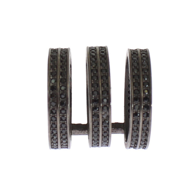 Nialaya Black CZ Rhodium 925 Silver Ring