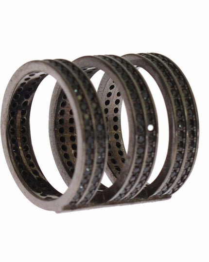 Nialaya Black CZ Rhodium 925 Silver Ring