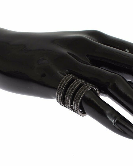 Nialaya Black CZ Rhodium 925 Silver Ring