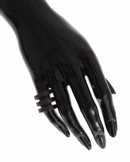 Nialaya Black CZ Rhodium 925 Silver Ring