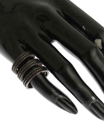 Nialaya Black CZ Rhodium 925 Silver Ring