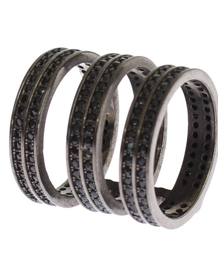 Nialaya Black CZ Rhodium 925 Silver Ring