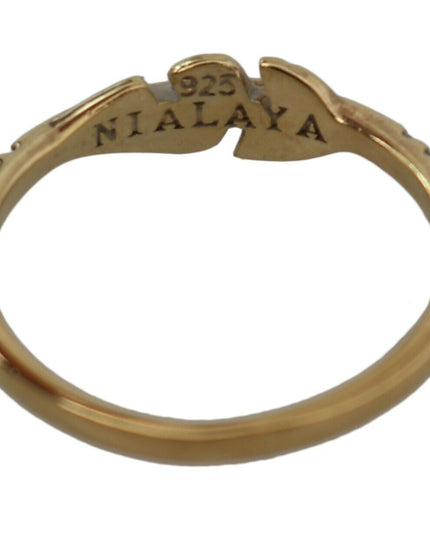 Nialaya Gold Feather Clear CZ 925 Silver Women