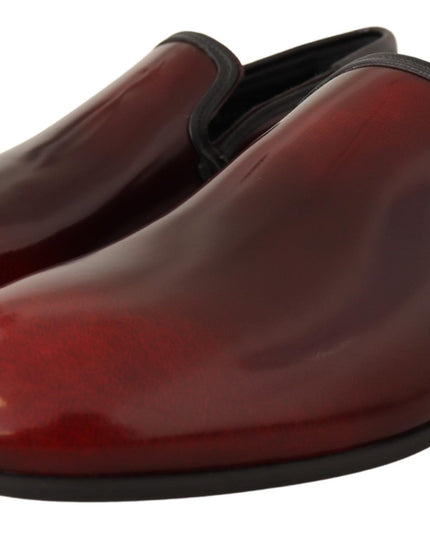 Dolce & Gabbana Bordeaux Patent Leather Dress Loafers Shoes