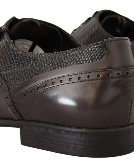 Dolce & Gabbana Brown Lizard Skin Leather Oxford Dress Shoes