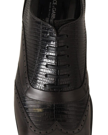 Dolce & Gabbana Brown Lizard Skin Leather Oxford Dress Shoes
