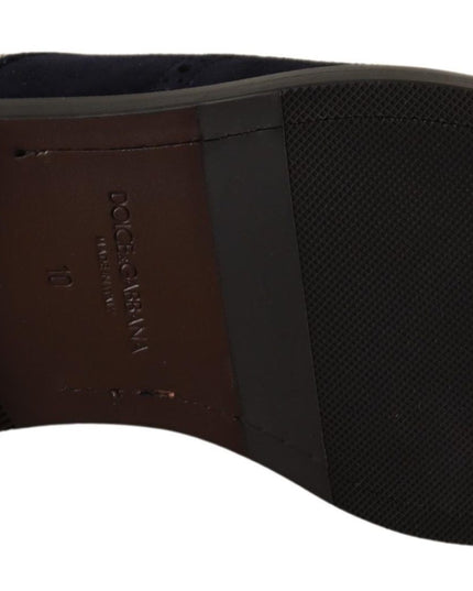 Dolce & Gabbana Blue Suede Leather Derby Studded Shoes