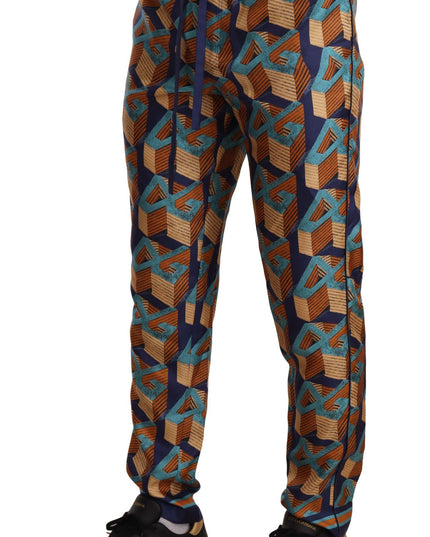 Dolce & Gabbana Multicolor Patterned Joggers Silk Pants