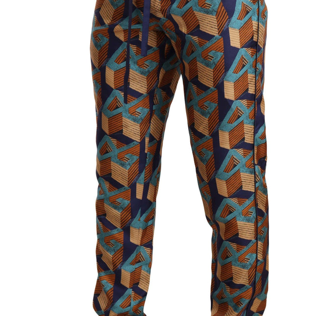 Dolce & Gabbana Multicolor Patterned Joggers Silk Pants