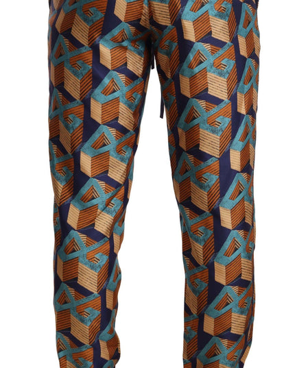 Dolce & Gabbana Multicolor Patterned Joggers Silk Pants