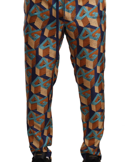 Dolce & Gabbana Multicolor Patterned Joggers Silk Pants