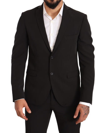 Domenico Tagliente Black Polyester Slim 2 Piece Set TAGLIENTE Suit