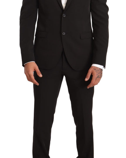 Domenico Tagliente Black Polyester Slim 2 Piece Set TAGLIENTE Suit