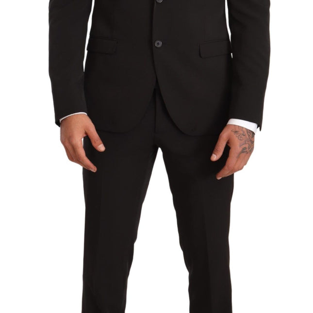 Domenico Tagliente Black Polyester Slim 2 Piece Set TAGLIENTE Suit