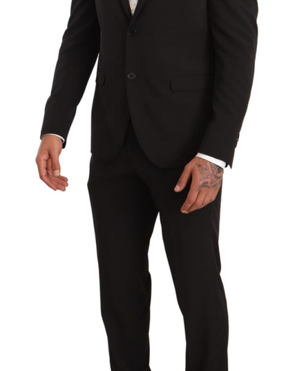 Domenico Tagliente Black Polyester Slim 2 Piece Set TAGLIENTE Suit