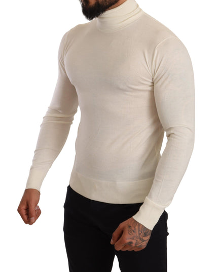 Dolce & Gabbana Cream Cashmere Turtleneck Pullover Sweater