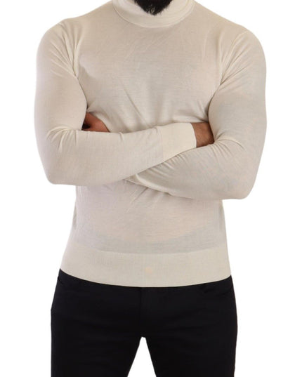Dolce & Gabbana Cream Cashmere Turtleneck Pullover Sweater