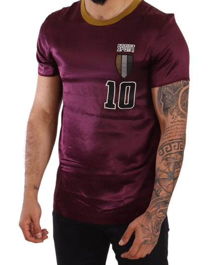 Dolce & Gabbana Purple Sport 10 Embroidery Crewneck T-shirt
