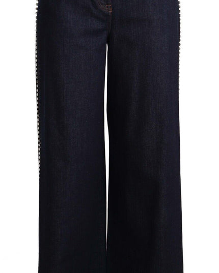Dolce & Gabbana Dark Blue Crystal Embellished Flare Jeans