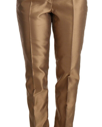 Dolce & Gabbana Gold Silk Tapered Trouser Metallic Pants