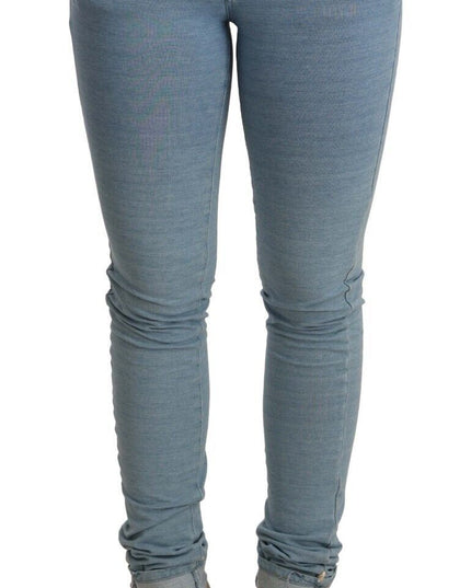 Acht Blue Cotton Stretch Hem Slim Fit Women Denim Trouser