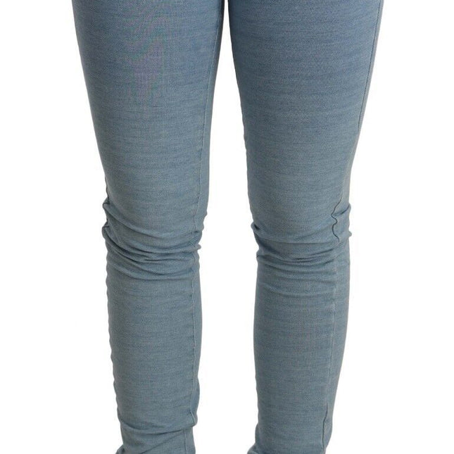 Acht Blue Cotton Stretch Hem Slim Fit Women Denim Trouser