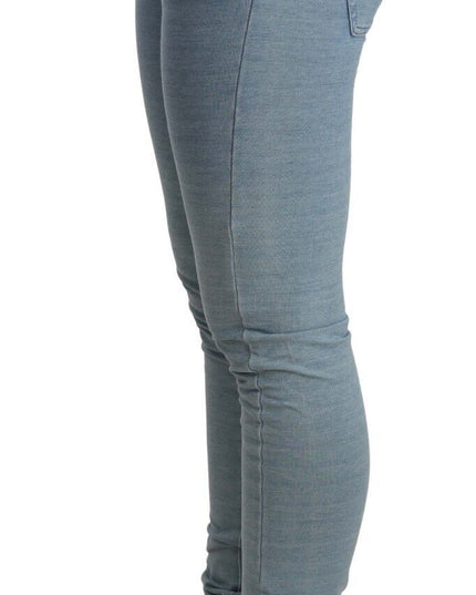 Acht Blue Cotton Stretch Hem Slim Fit Women Denim Trouser