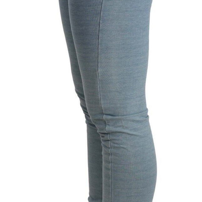 Acht Blue Cotton Stretch Hem Slim Fit Women Denim Trouser