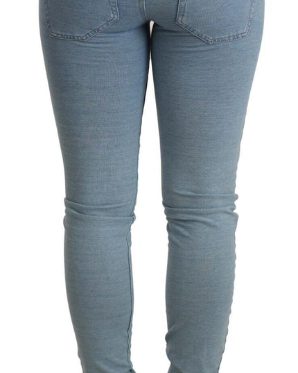 Acht Blue Cotton Stretch Hem Slim Fit Women Denim Trouser